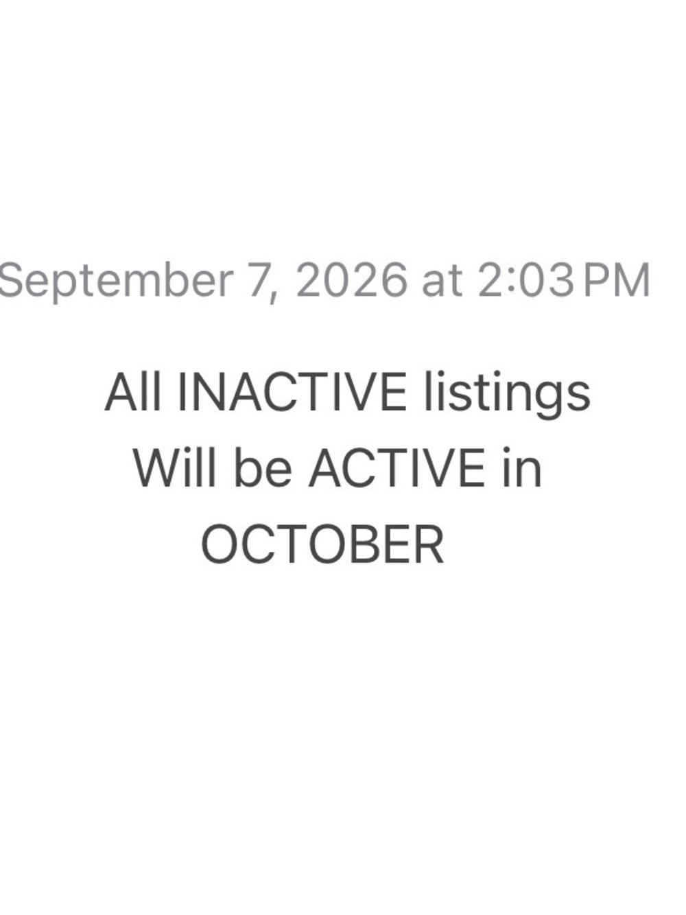 Notice of inactive status.